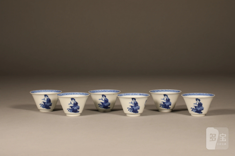 清 青花教子柳树纹杯 - 图3
